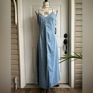 WHBM $180 Chain Detail Denim Maxi Dress